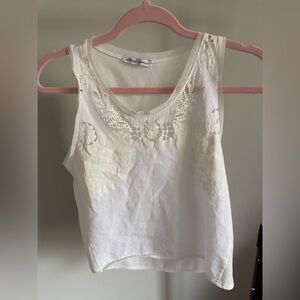 Zara White Floral Lace Tank Top